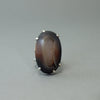CHOCOLATE BROWN DRUZY & SILVER RING