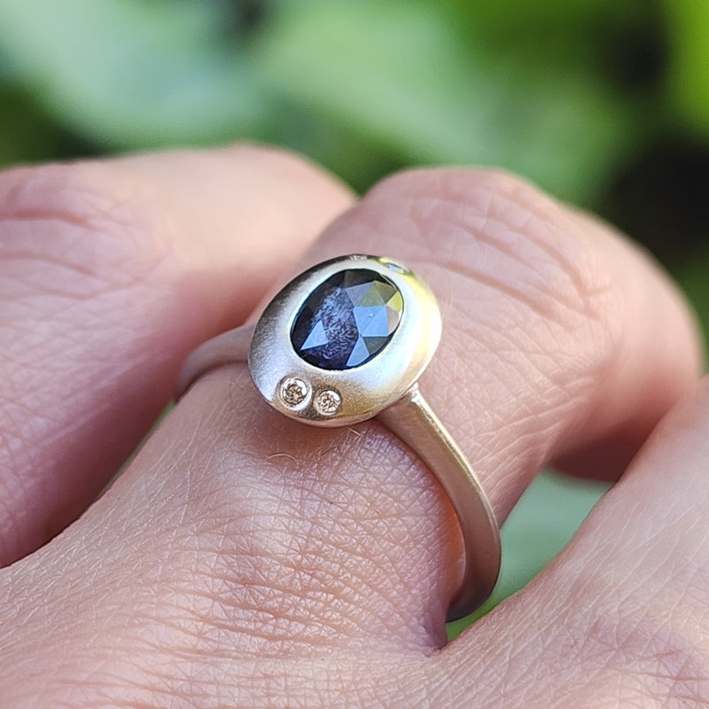 SAPPHIRE AND DIAMOND ORBIT RING