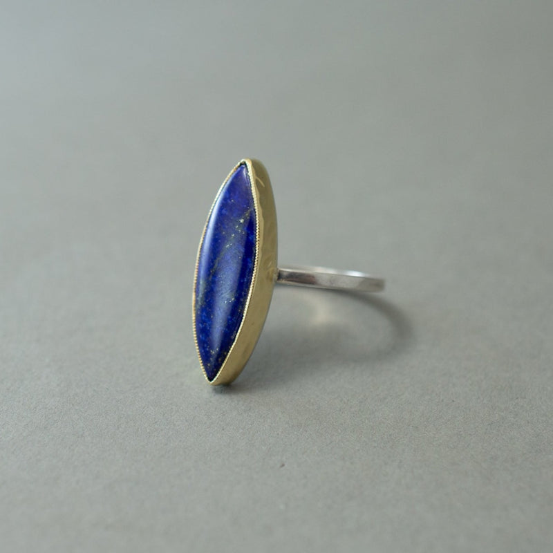LAPIS MARQUIS GOLD AND SILVER RING