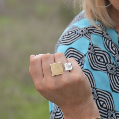 SQUARE TWO FINGER RING