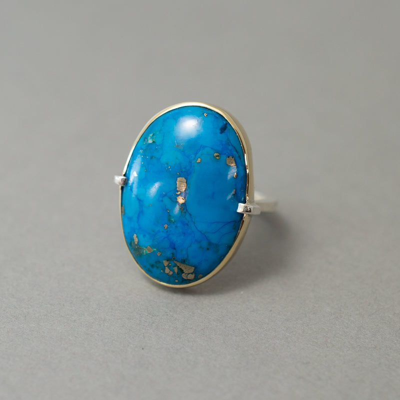 TURQUOISE WITH PYRITE STATEMENT RING